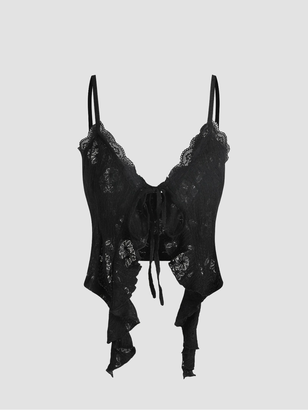 Cider Black Lace Tie-Front Camisole